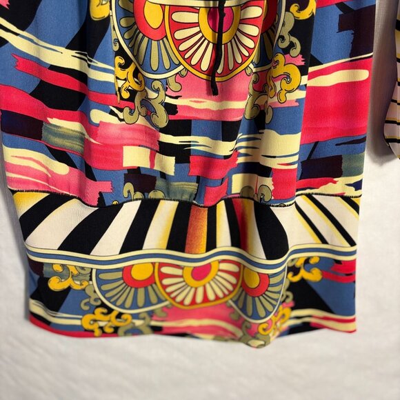 Colorful Abstract Print Womens Top With Elastic Sleeves By Evovorro - Size S - Picture 6 of 10